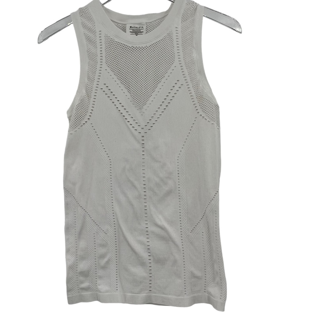 COPY - Athleta White Perforated Laser Cut Seamless Stretch Oxygen Tank Women's …
